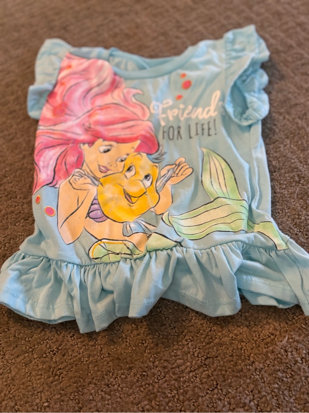 Disney Blue and Pink Ariel Short Sleeve Ruffle Tee